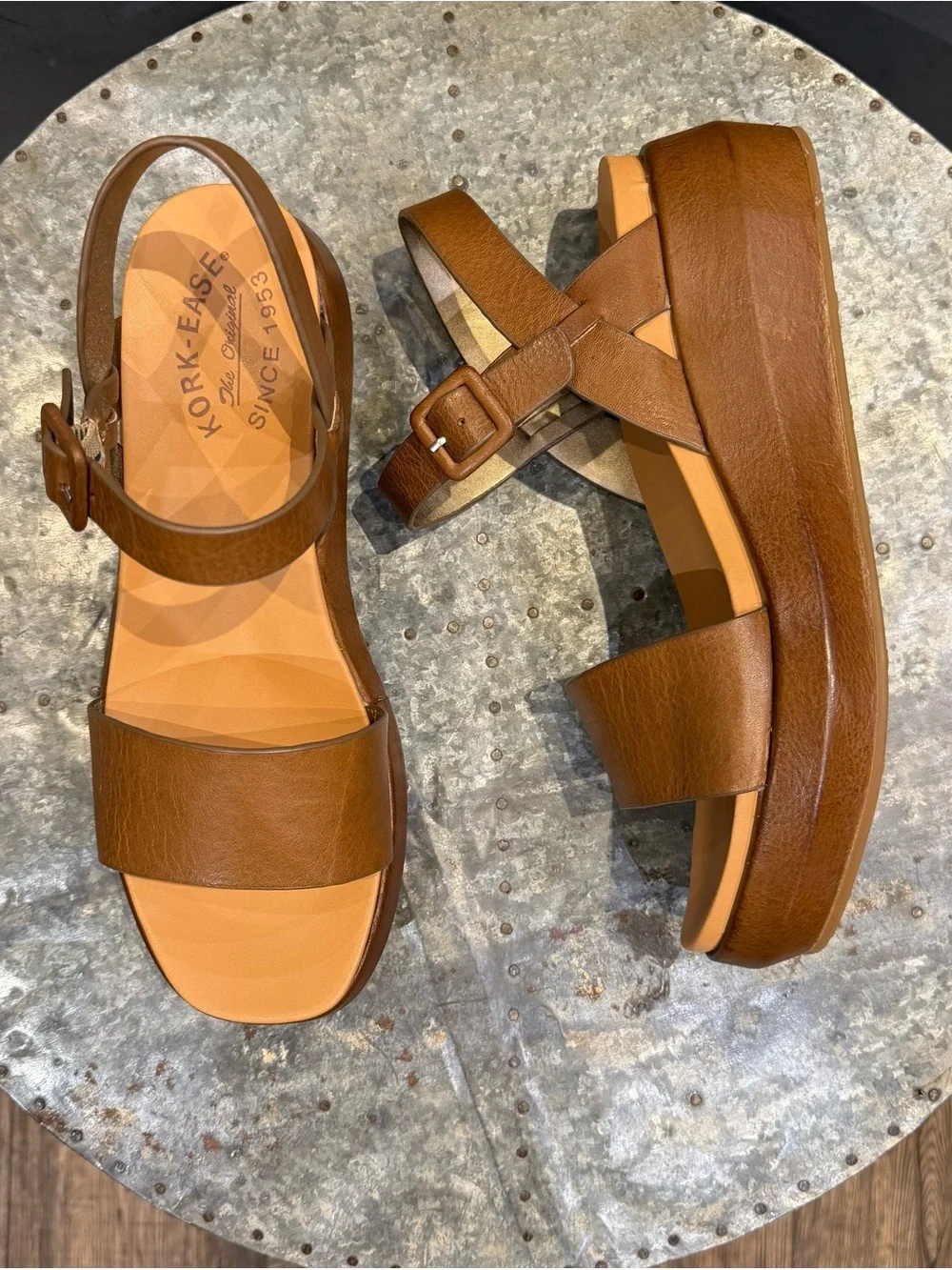Kork-Ease Hallie Women's Brown Leather Platform Sandals